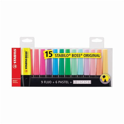 Stabilo Boss Original Highlighter Desk Set Assorted (Pack of 15)