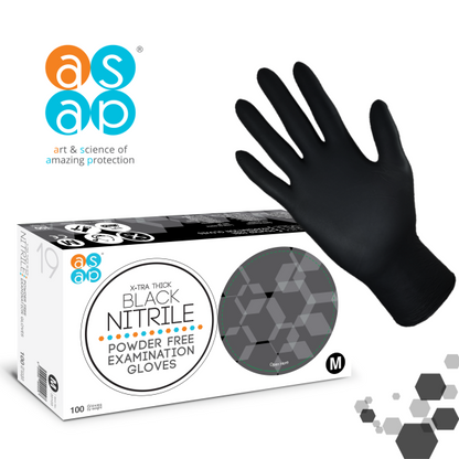 ASAP X-Tra Thick Black Nitrile Powder Free Examination Gloves, 100’s