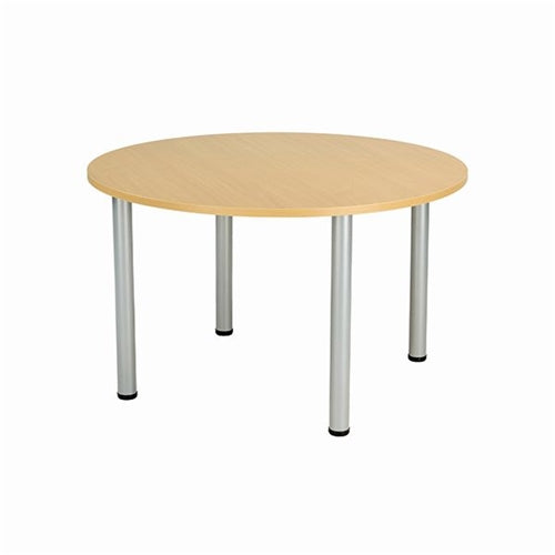 Jemini Circular Meeting Table 1200x1200x730mm Nova Oak/Silver