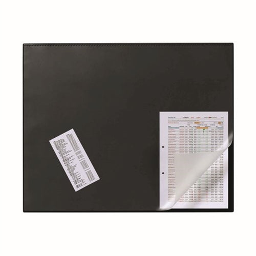 Durable Desk Mat with Clear Overlay 650 x 520mm Black