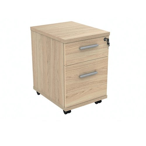 Polaris 2 Drawer Mobile Under Desk Pedestal 404x500x595mm Canadian Oak