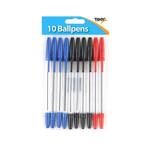 Tiger Ballpoint Pens Black Blue and Red 12x10 Pens (Pack of 120)