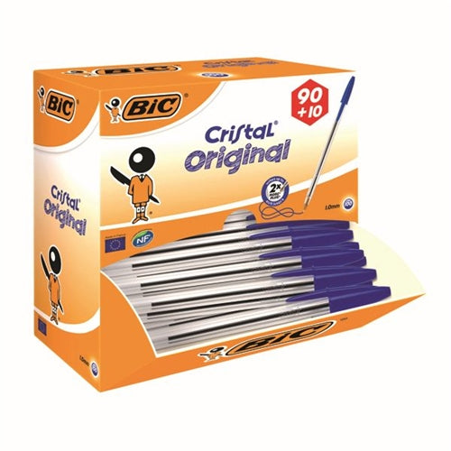 Bic Cristal Ballpoint Pen Medium Blue (Pack of 100)