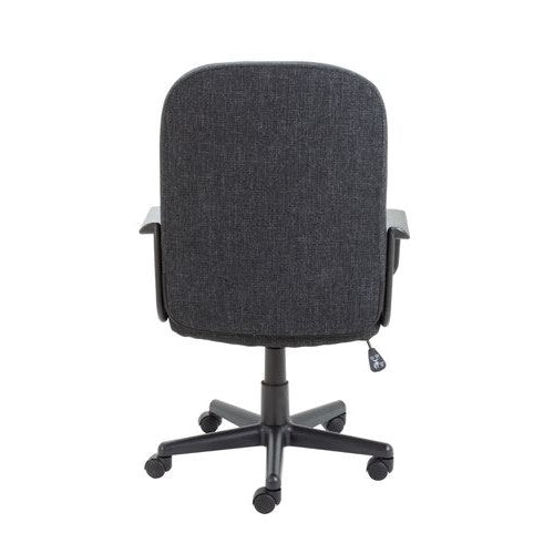 Jemini Jack 2 Executive Swivel Chair with Fixed Arms 620x600x1020-1135mm Fabric Charcoal KF79889