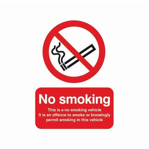 Safety Sign This is a No Smoking Vehicle 100x75mm Self-Adhesive