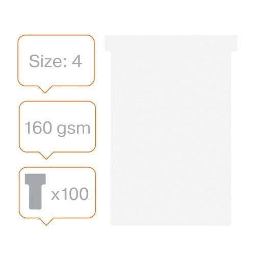 Nobo T-Card Size 4 112 x 180mm White (Pack of 100)