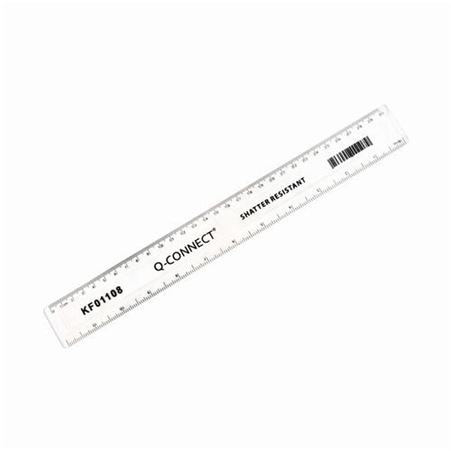 Q-Connect Shatter Resistant Ruler 30cm Clear (Pack of 10)