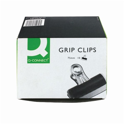 Q-Connect Grip Clip 75mm Black (Pack of 10)