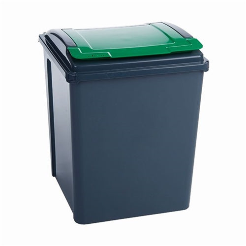 VFM Recycling Bin With Lid 50 Litre Green (Dimensions: W390 x D400 x H510mm)