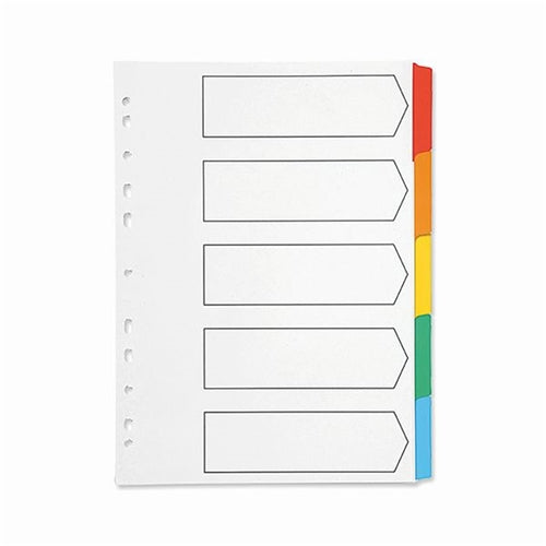 Q-Connect 5-Part Index Multi-punched Reinforced Board Multi-Colour Blank Tabs A4 White