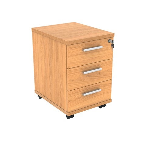 Polaris 3 Drawer Mobile Under Desk Pedestal 404x500x595mm Norwegian Beech