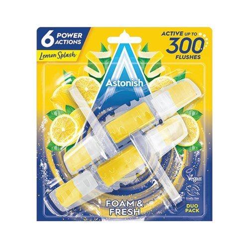 Astonish Foam and Fresh Lemon Toilet Rim Block Twinpack (Pack of 9)