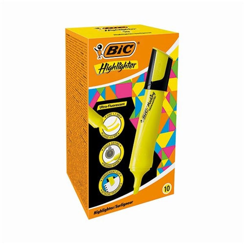 Bic Marking Highlighters Chisel Tip Yellow (Pack of 10)