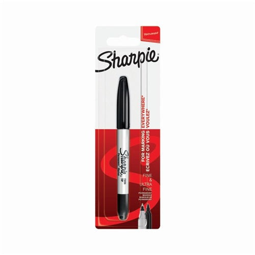 Sharpie Permanent Markers Twin Tip Blister Black (Pack of 12)