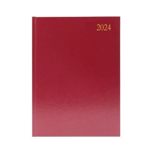 Desk Diary Week To View A4 Burgundy 2024