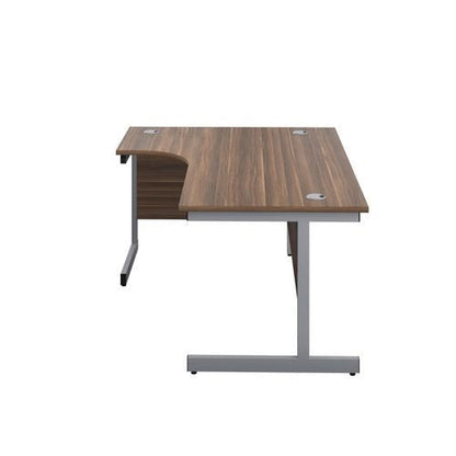 Jemini Radial Left Hand Cantilever Desk 1600x1200x730mm Dark WalnutSilver