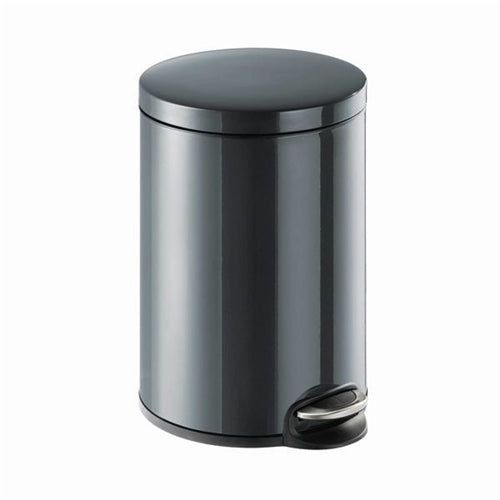 Durable Powder Coated Metal Pedal Bin Round 20 Litre Charcoal