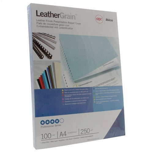 GBC LeatherGrain A4 Binding Cover 250gsm Royal Blue (Pack of 100)