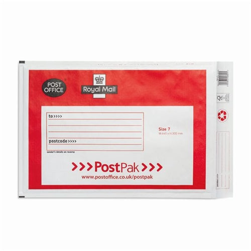 Post Office Postpak Size 7 Bubble Envelope 320x455mm WhiteRed (Pack of 50)