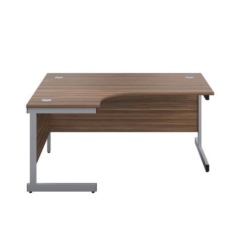 Jemini Radial Left Hand Cantilever Desk 1600x1200x730mm Dark WalnutSilver