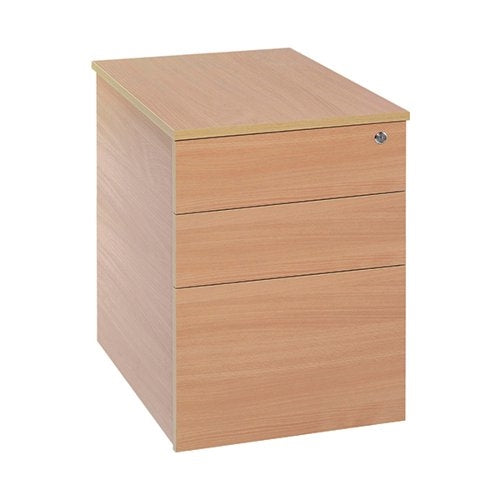 Serrion 3 Drawer Desk High Pedestal 430x730x600mm Beech