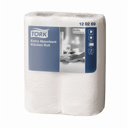 Tork Extra Absorbent Kitchen Roll 2-Ply White (Pack of 24)