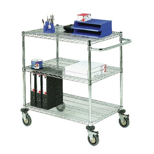 Mobile Trolley 3-Tier Chrome