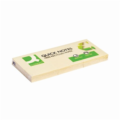 Q-Connect Quick Notes Recycled 38x51mm Yellow (Pack of 12)