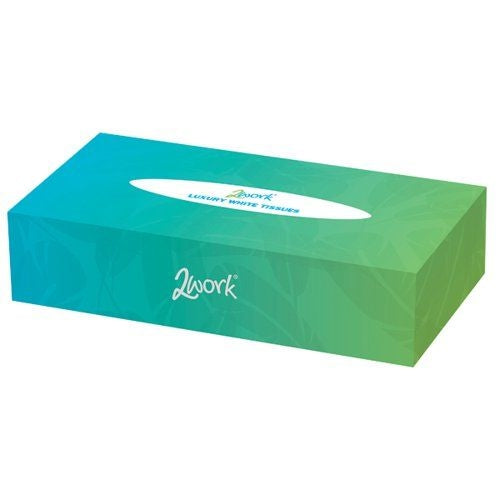 2Work Facial Tissues Box 100 Sheets 2-Ply (Pack of 36)