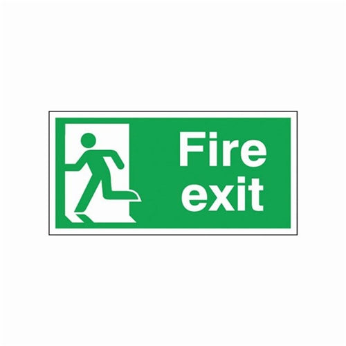 Safety Sign Fire Exit Running Man Left 150x300mm Self-Adhesive E96A/S