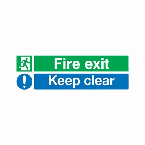 Safety Sign Fire Exit Keep Clear 150x450mm PVC