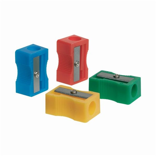 Q-Connect Plastic Pencil Sharpener Single Hole Assorted (Pack of 10)