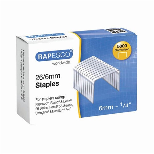 Rapesco 266mm Staples Galvanised Chisel Point (Pack of 5000)