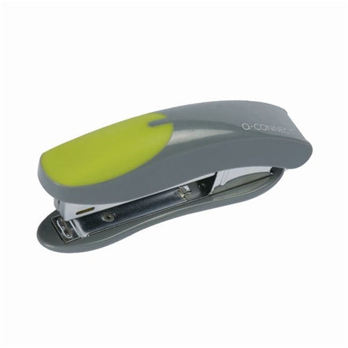 Q-Connect Mini Plastic Stapler GreyGreen (Capacity 12 sheets of 80gsm paper)