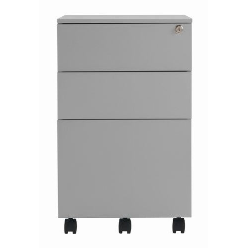 Jemini 3 Drawer Mobile Pedestal Steel 380x470x615mm Silver