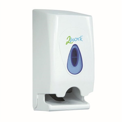 2Work Twin Toilet Roll Dispenser White