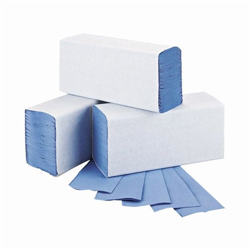 2Work 1-Ply M-Fold Hand Towel Blue (Pack of 3000)