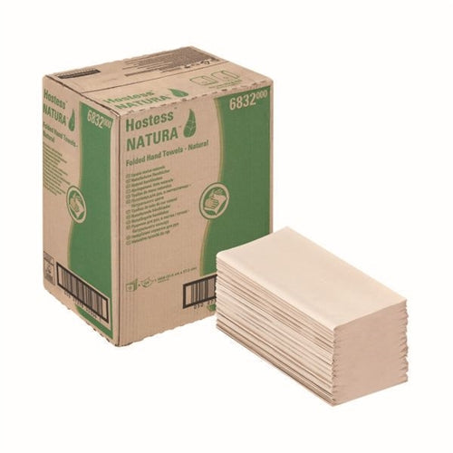 Hostess Natura Hand Towels 1Ply Interfold Natural (Pack of 12)