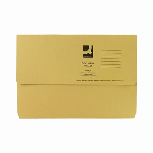 Q-Connect Document Wallet Foolscap Yellow (Pack of 50)