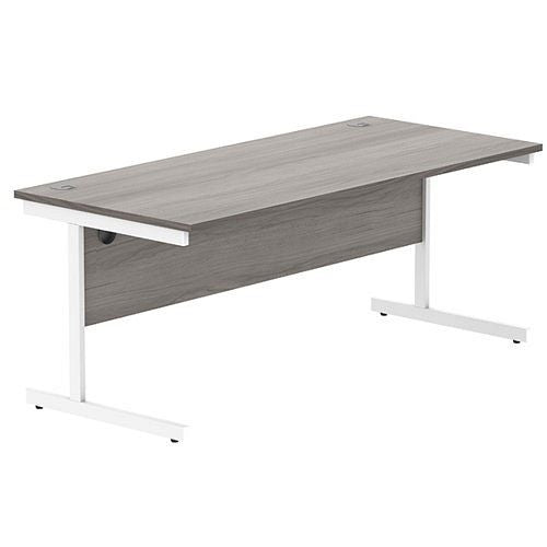 Astin Rectangular Single Upright Cantilever Desk 1800x800x730mm Grey OakWhite