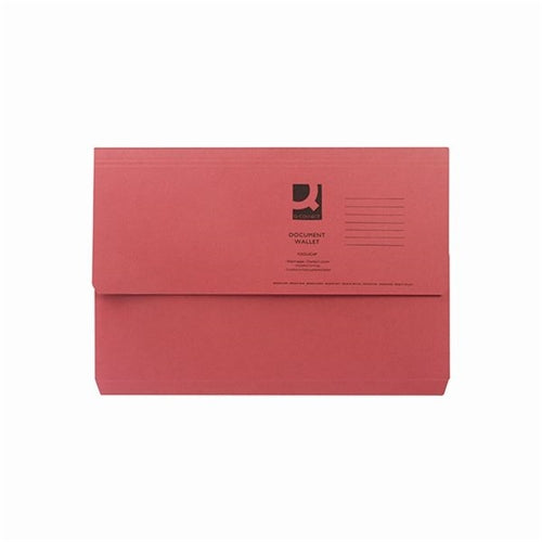 Q-Connect Document Wallet Foolscap Red (Pack of 50)