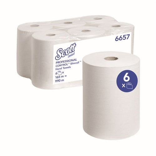 Scott 1-Ply Slimroll Hand Towel Roll White (Pack of 6)