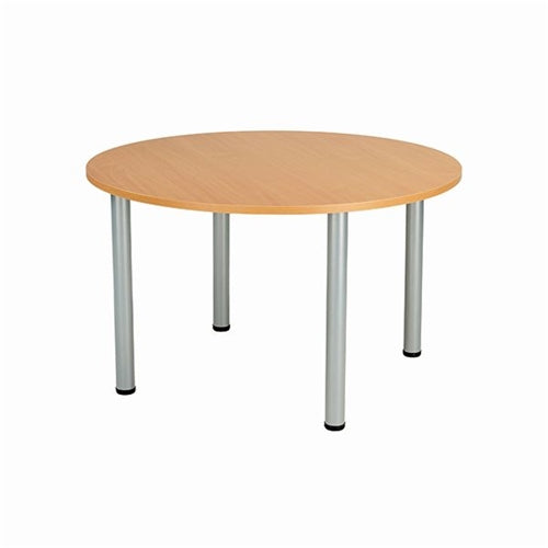 Jemini Circular Meeting Table 1200x1200x730mm Beech/Silver