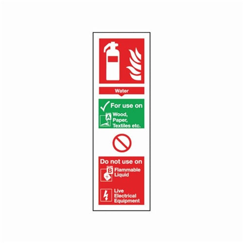 Safety Sign Fire Extinguisher Water 300x100mm Self Adhesive