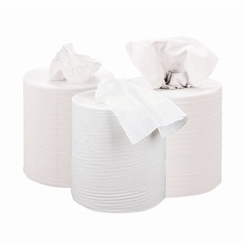 2Work 2-Ply Centrefeed Roll 150m White (Pack of 6)