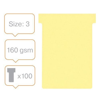 Nobo T-Card Size 3 80 x 120mm Yellow (Pack of 100)