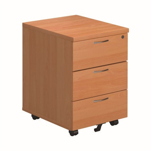 First 3 Drawer Mobile Pedestal 400x500x595mm Beech