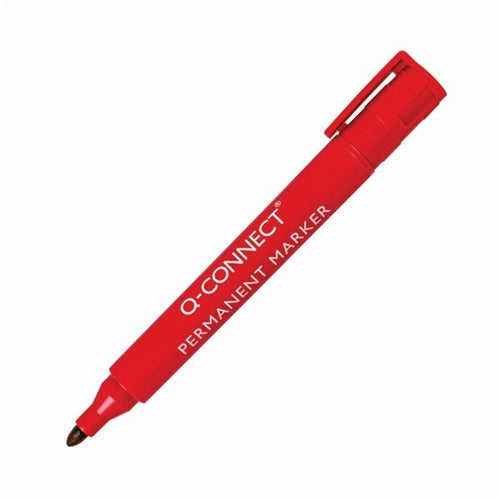 Q-Connect Permanent Marker Pen Bullet Tip Red (Pack of 10)