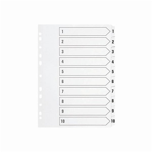 Q-Connect 1-10 Index Multi-Punched Reinforced Board Clear Tab A4 White