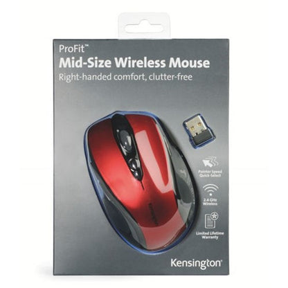 Kensington Pro Fit USB Wireless Mouse Mid-Size Red